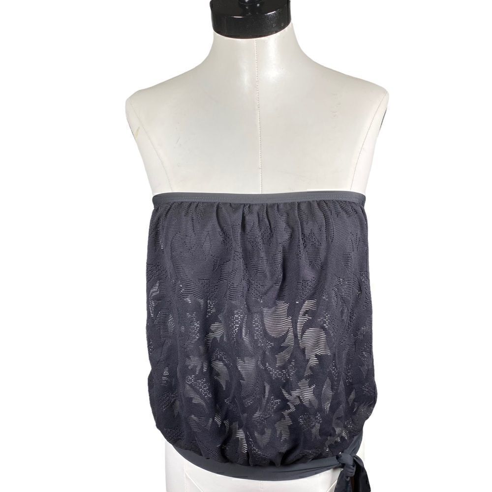 Athena lace blouson black bandeau banded swim bathing top 32 B/C